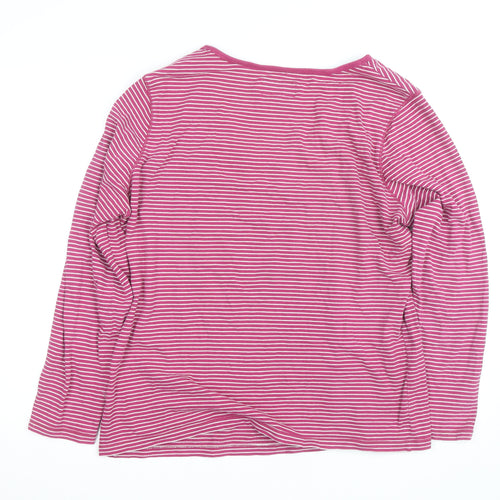 Maine New England Women’s Pink Striped Long Sleeve Cotton T-Shirt UK 18