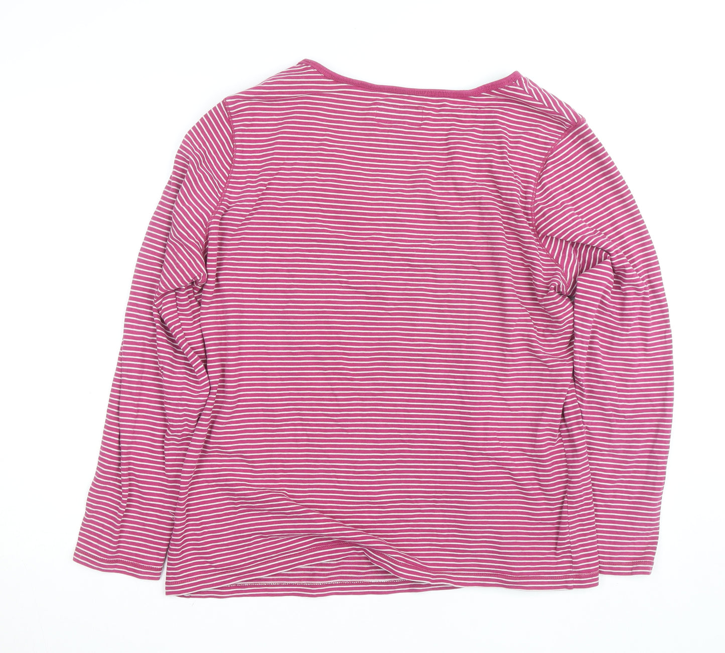 Maine New England Women’s Pink Striped Long Sleeve Cotton T-Shirt UK 18