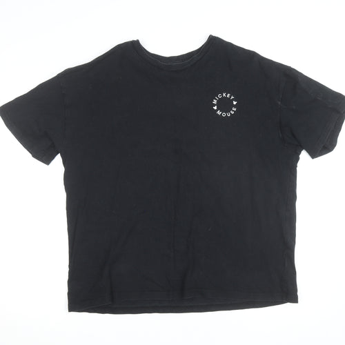 Disney Teens Black Mickey Mouse Graphic Cotton T-Shirt L