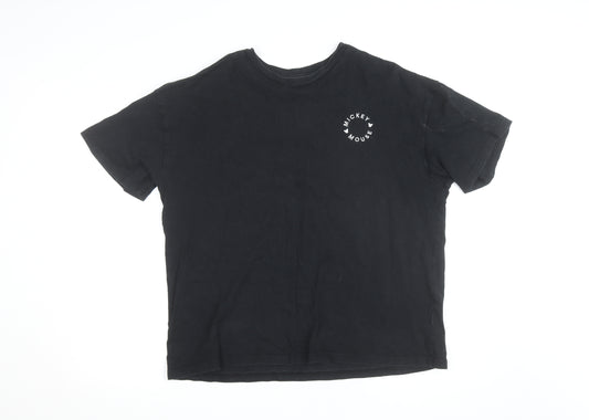 Disney Teens Black Mickey Mouse Graphic Cotton T-Shirt L