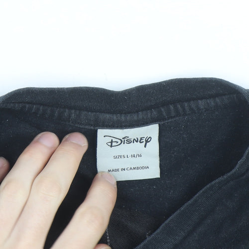 Disney Teens Black Mickey Mouse Graphic Cotton T-Shirt L