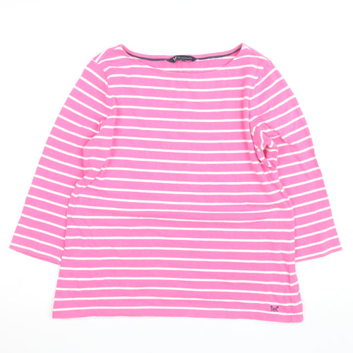 Crew Clothing Company Women’s Pink Striped Cotton 3/4 Sleeve Top Size 14