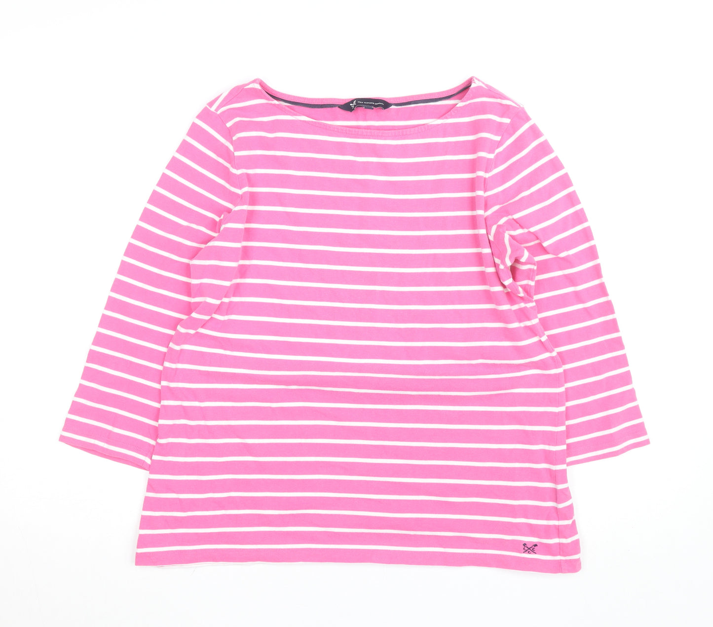 Crew Clothing Company Women’s Pink Striped Cotton 3/4 Sleeve Top Size 14