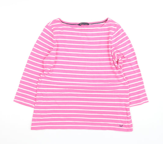 Crew Clothing Company Women’s Pink Striped Cotton 3/4 Sleeve Top Size 14