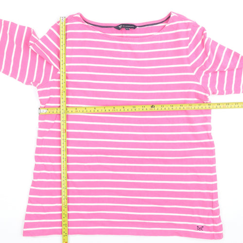 Crew Clothing Company Women’s Pink Striped Cotton 3/4 Sleeve Top Size 14