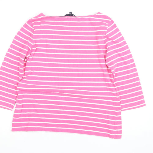 Crew Clothing Company Women’s Pink Striped Cotton 3/4 Sleeve Top Size 14