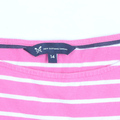 Crew Clothing Company Women’s Pink Striped Cotton 3/4 Sleeve Top Size 14