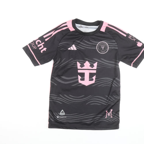 Adidas Boys Black Pink Inter Miami Messi #10 Football Jersey 12 Years