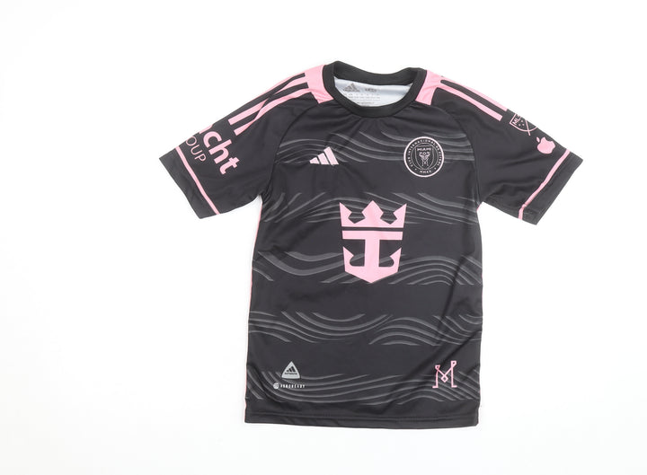 Adidas Boys Black Pink Inter Miami Messi #10 Football Jersey 12 Years