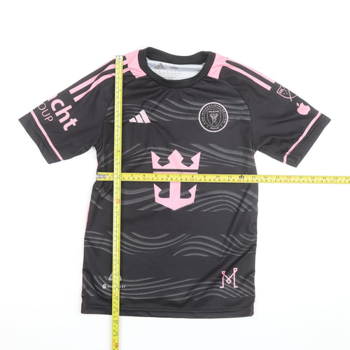 Adidas Boys Black Pink Inter Miami Messi #10 Football Jersey 12 Years