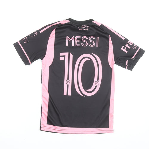 Adidas Boys Black Pink Inter Miami Messi #10 Football Jersey 12 Years