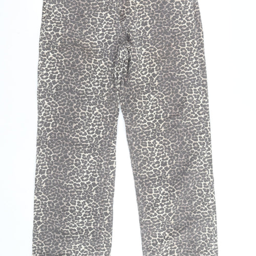 Pull & Bear Women's Brown Leopard Print High Rise Straight Jeans Size 10