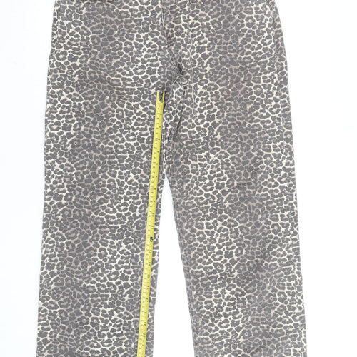 Pull & Bear Women's Brown Leopard Print High Rise Straight Jeans Size 10