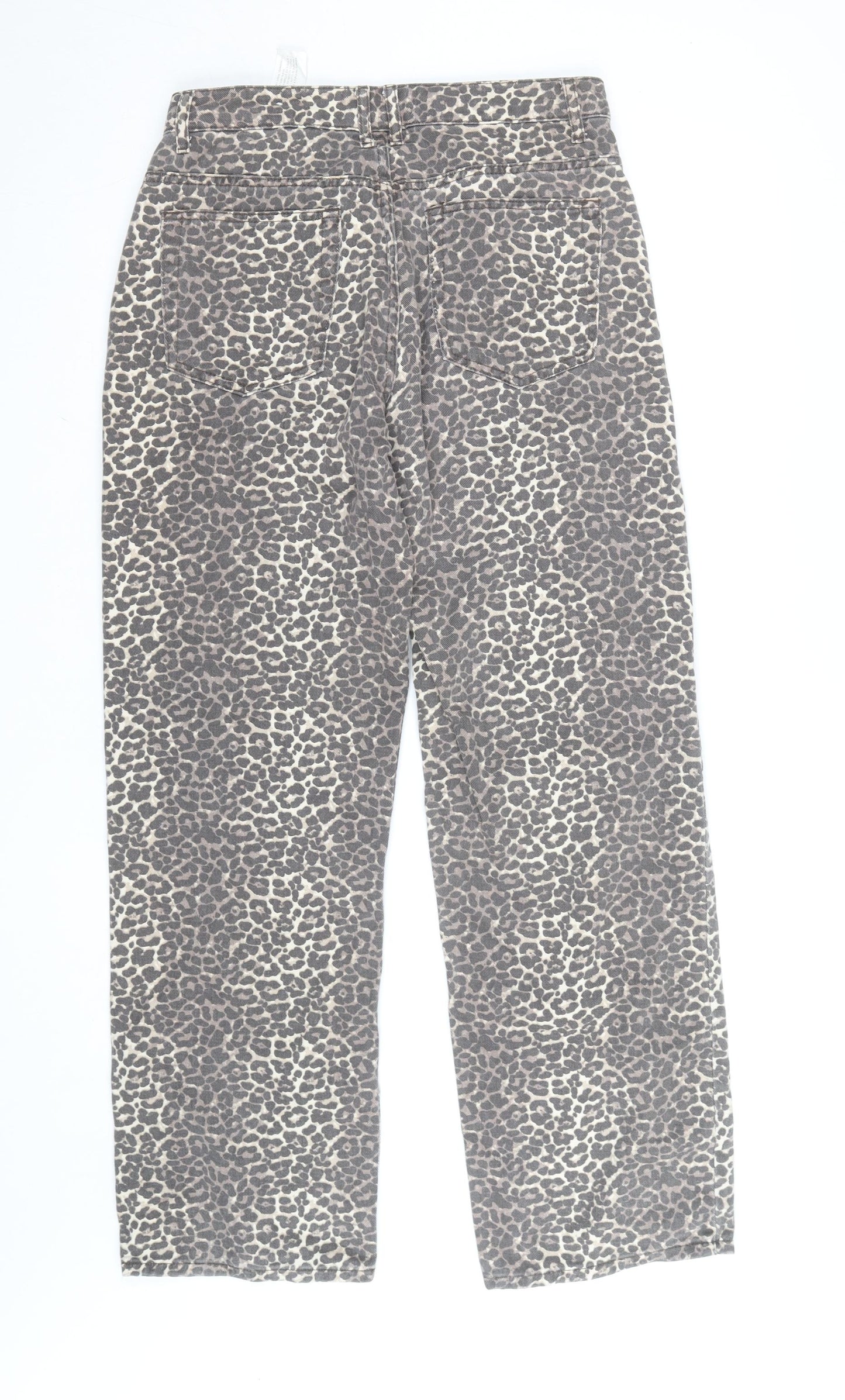 Pull & Bear Women's Brown Leopard Print High Rise Straight Jeans Size 10