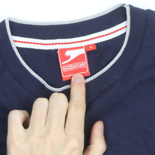 Slazenger Men's Navy Blue Crew Neck Cotton T-Shirt Size S