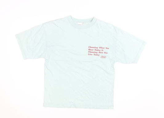 MOUSSY Men's Blue Graphic Print Cotton T-Shirt Size M