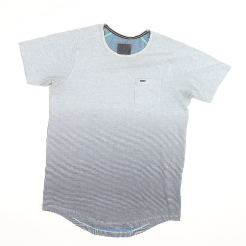 Hurley Men's Grey Striped Crew Neck Short Sleeve T-Shirt Size M
