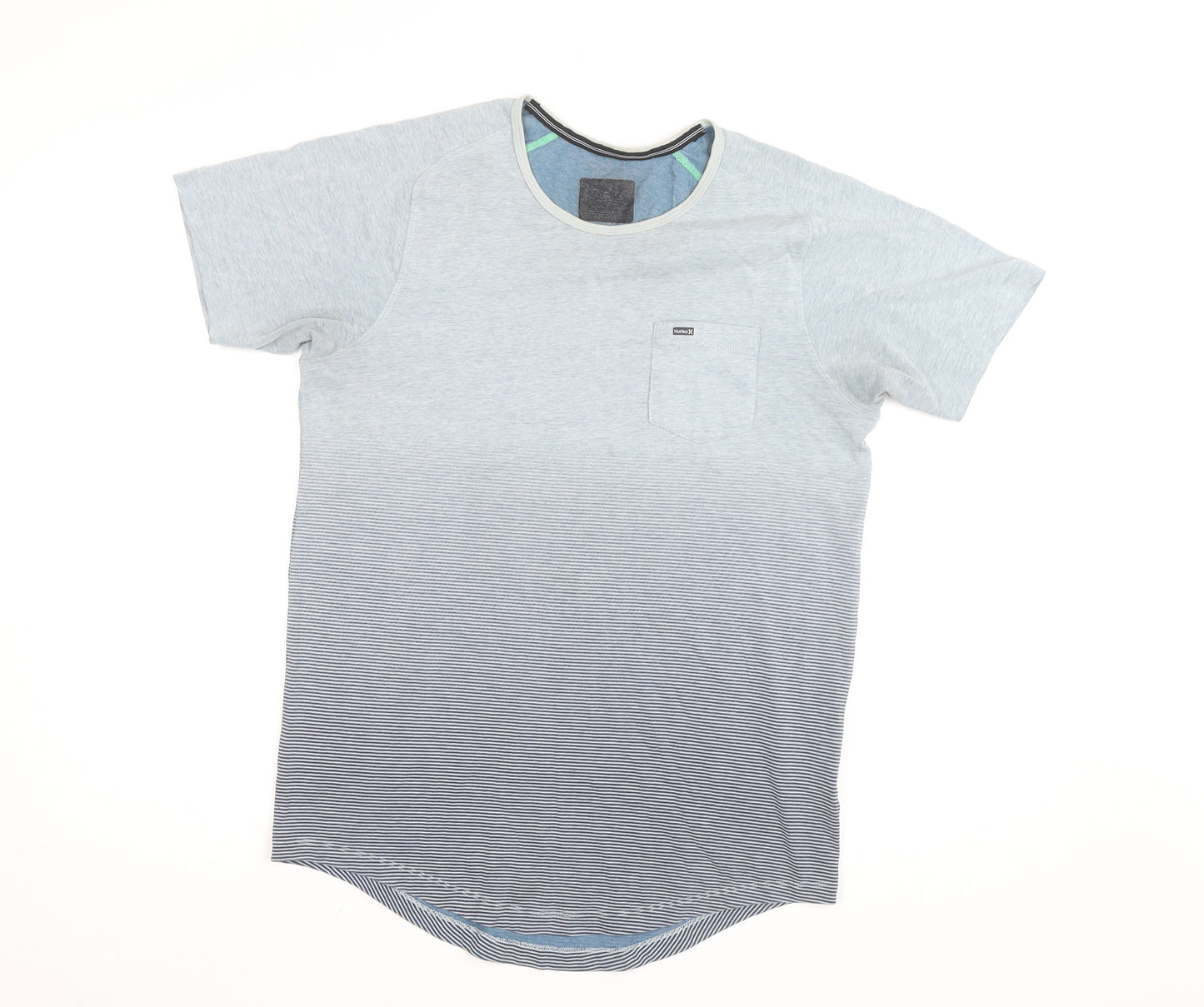 Hurley Men's Grey Striped Crew Neck Short Sleeve T-Shirt Size M