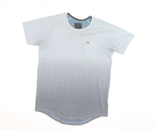 Hurley Men's Grey Striped Crew Neck Short Sleeve T-Shirt Size M