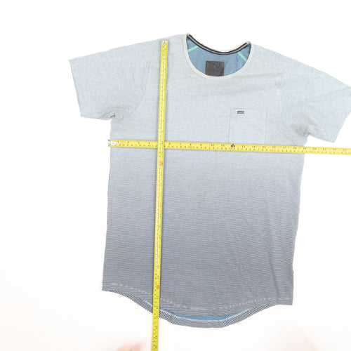 Hurley Men's Grey Striped Crew Neck Short Sleeve T-Shirt Size M