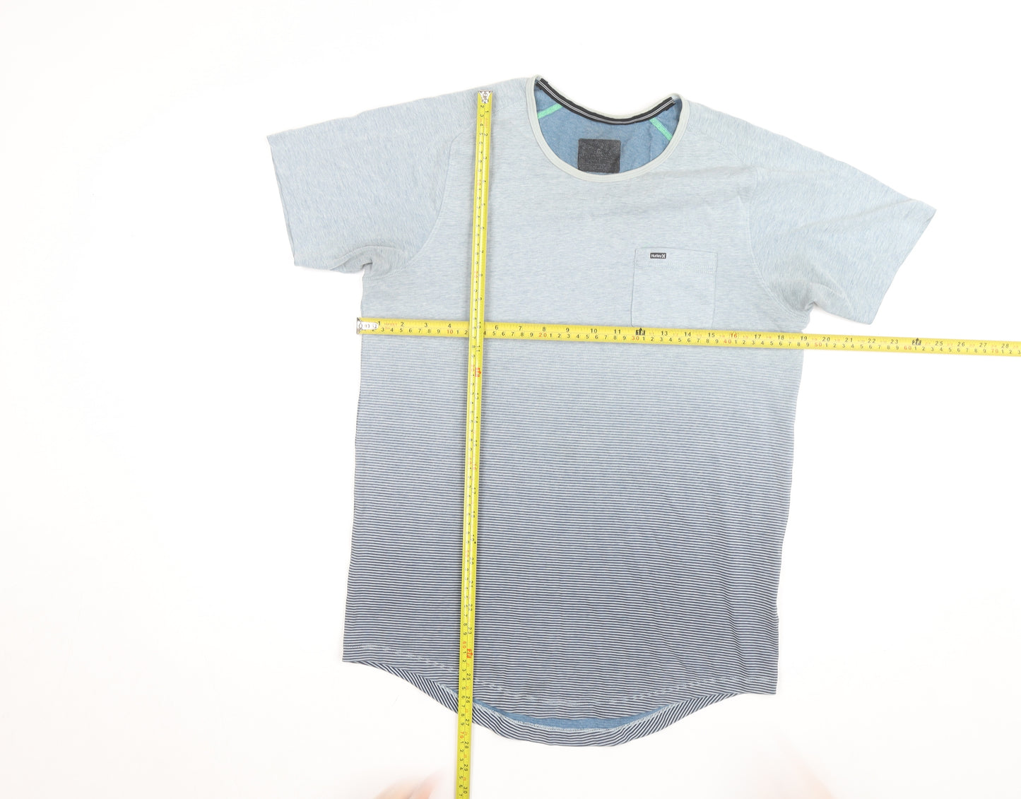 Hurley Men's Grey Striped Crew Neck Short Sleeve T-Shirt Size M