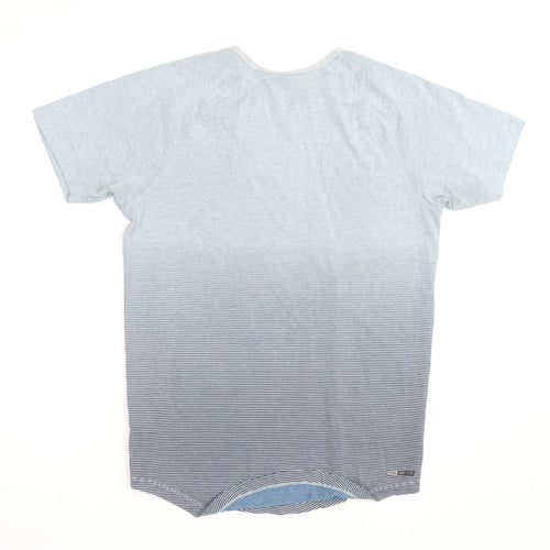 Hurley Men's Grey Striped Crew Neck Short Sleeve T-Shirt Size M