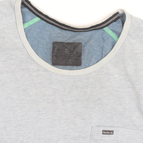 Hurley Men's Grey Striped Crew Neck Short Sleeve T-Shirt Size M