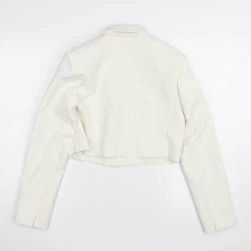 Zara Women Ivory Cropped Slim Fit Blazer Size 8