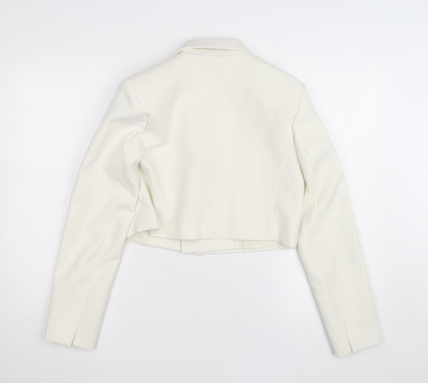 Zara Women Ivory Cropped Slim Fit Blazer Size 8