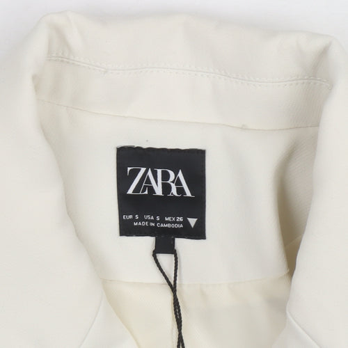 Zara Women Ivory Cropped Slim Fit Blazer Size 8