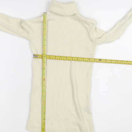 Uniqlo Womens Ivory Wool Roll Neck Jumper Size S Slim Fit
