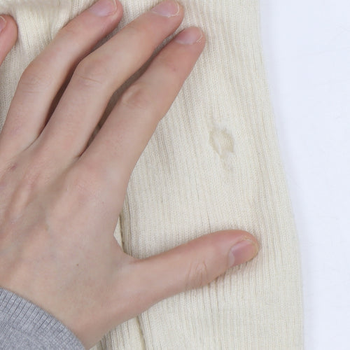 Uniqlo Womens Ivory Wool Roll Neck Jumper Size S Slim Fit