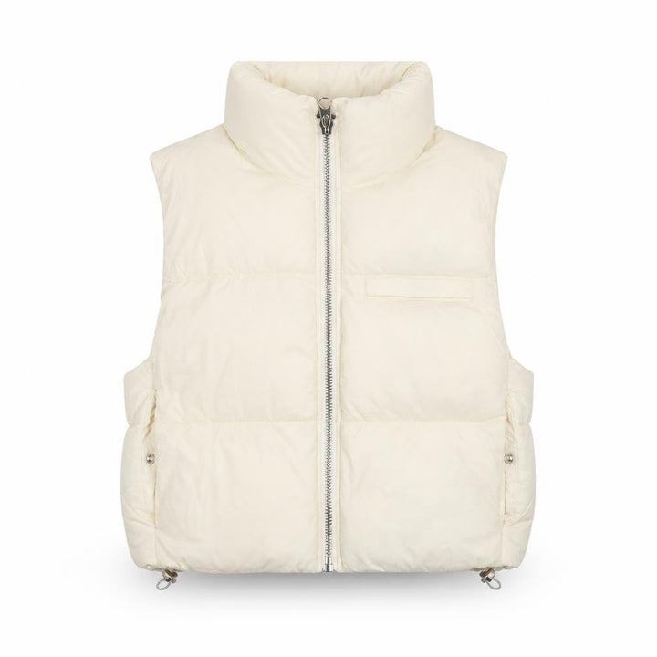 Pull&Bear Women’s Ivory XS Puffer Waistcoat with Zip Detail