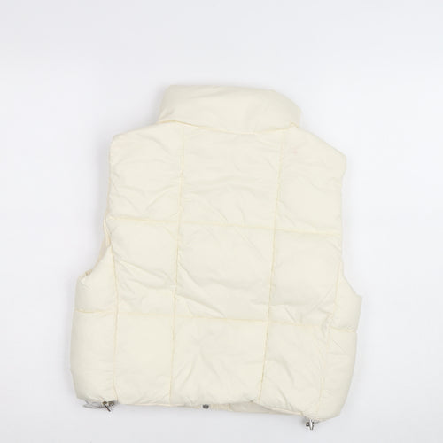 Pull & Bear Women’s Ivory XS Puffer Waistcoat with Zip Detail