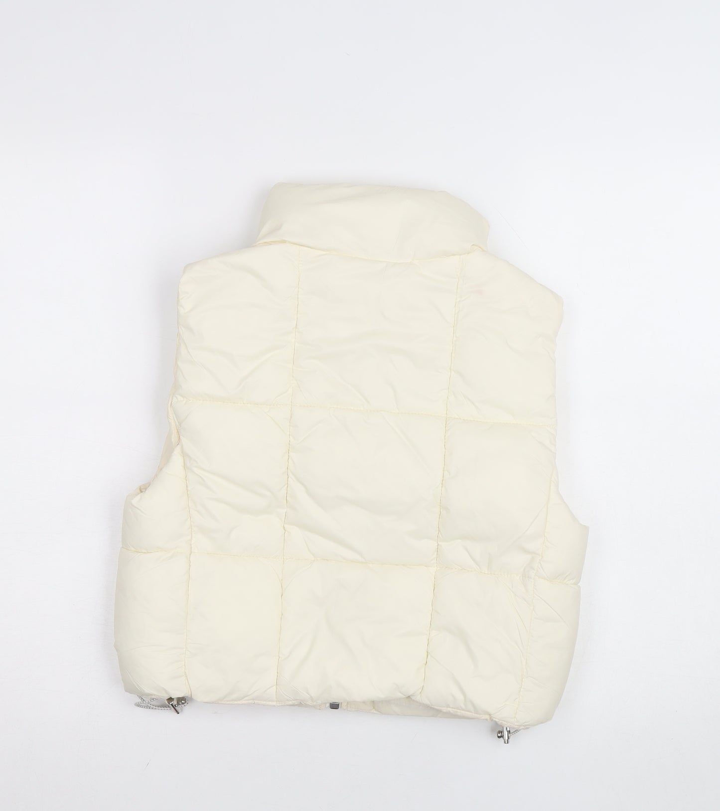 Pull & Bear Women’s Ivory XS Puffer Waistcoat with Zip Detail