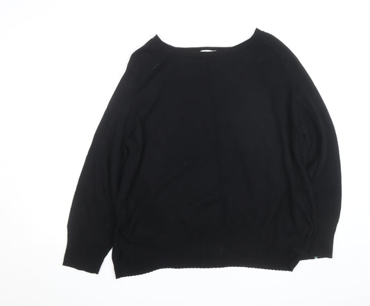 White Stuff Women’s Black Cotton Boat Neck Long Sleeve Jumper Size 20