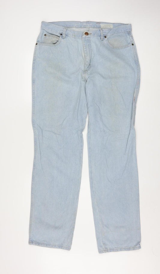 Wrangler Mens Blue 36 Straight Leg Denim Jeans Vintage Style