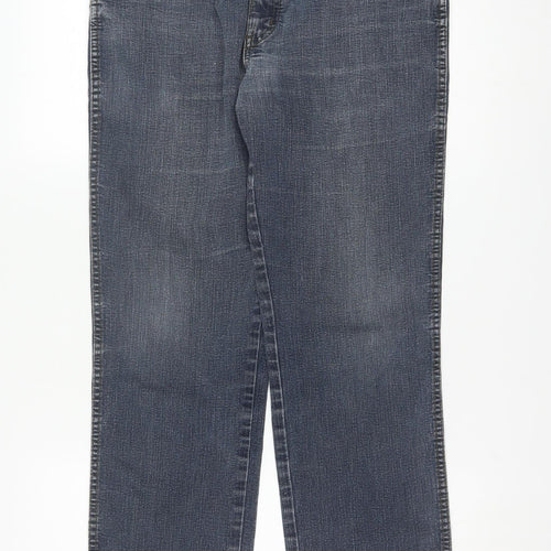 Wrangler Men's Blue Straight Jeans 36W 32L Regular Fit Denim