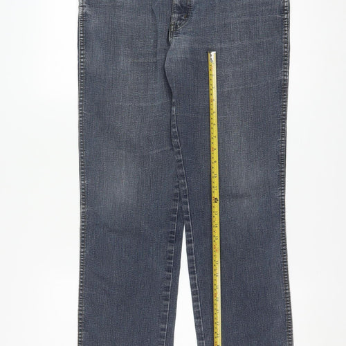Wrangler Men's Blue Straight Jeans 36W 32L Regular Fit Denim
