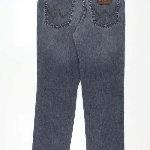 Wrangler Men's Blue Straight Jeans 36W 32L Regular Fit Denim