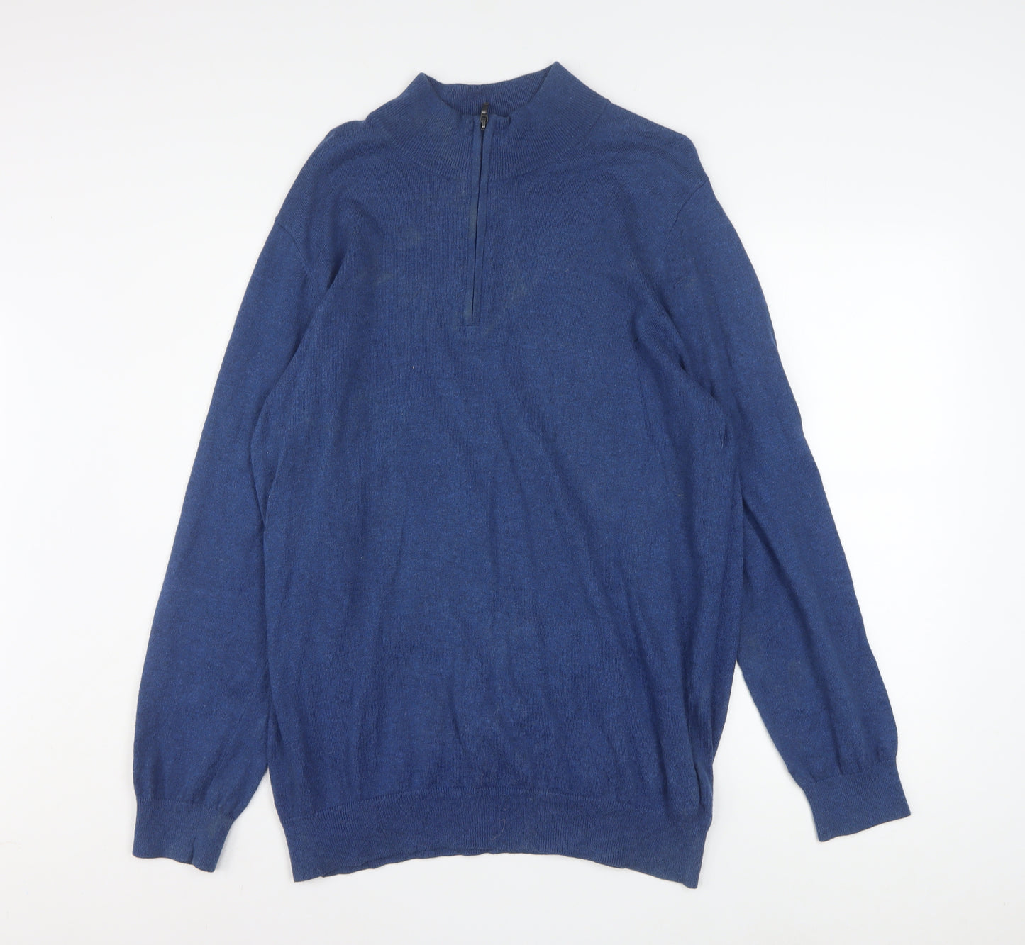 L.L. Bean Men's Blue Cotton Cashmere 1/4 Zip Jumper L Tall