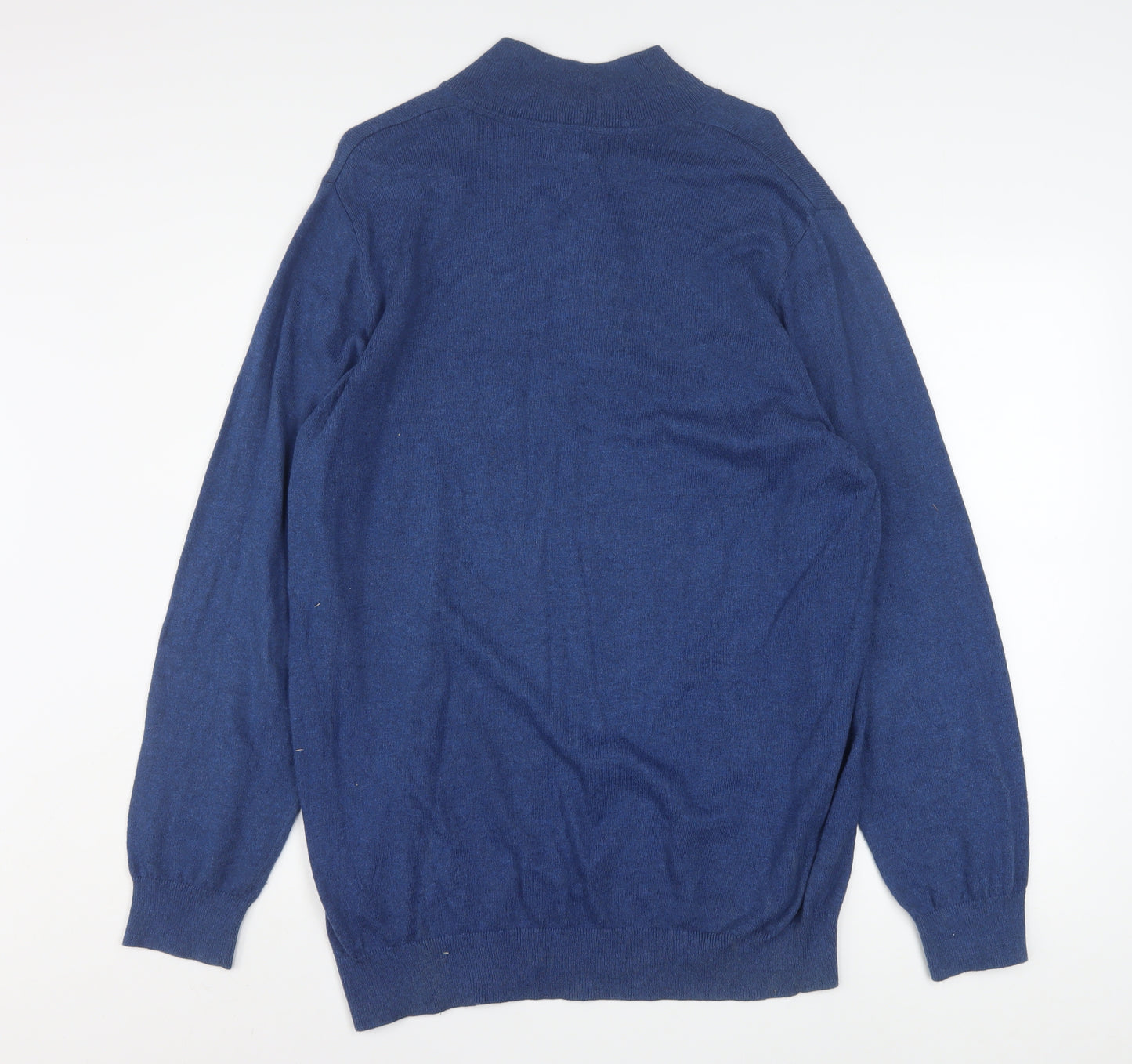 L.L. Bean Men's Blue Cotton Cashmere 1/4 Zip Jumper L Tall