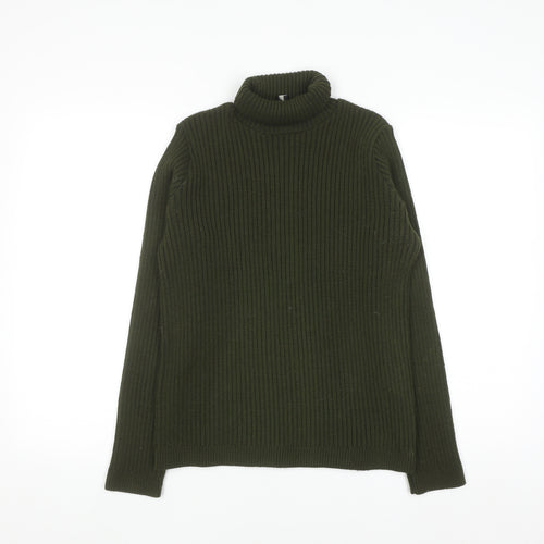 ASOS Women Green Roll Neck Ribbed Knit Long Sleeve Jumper Size 10