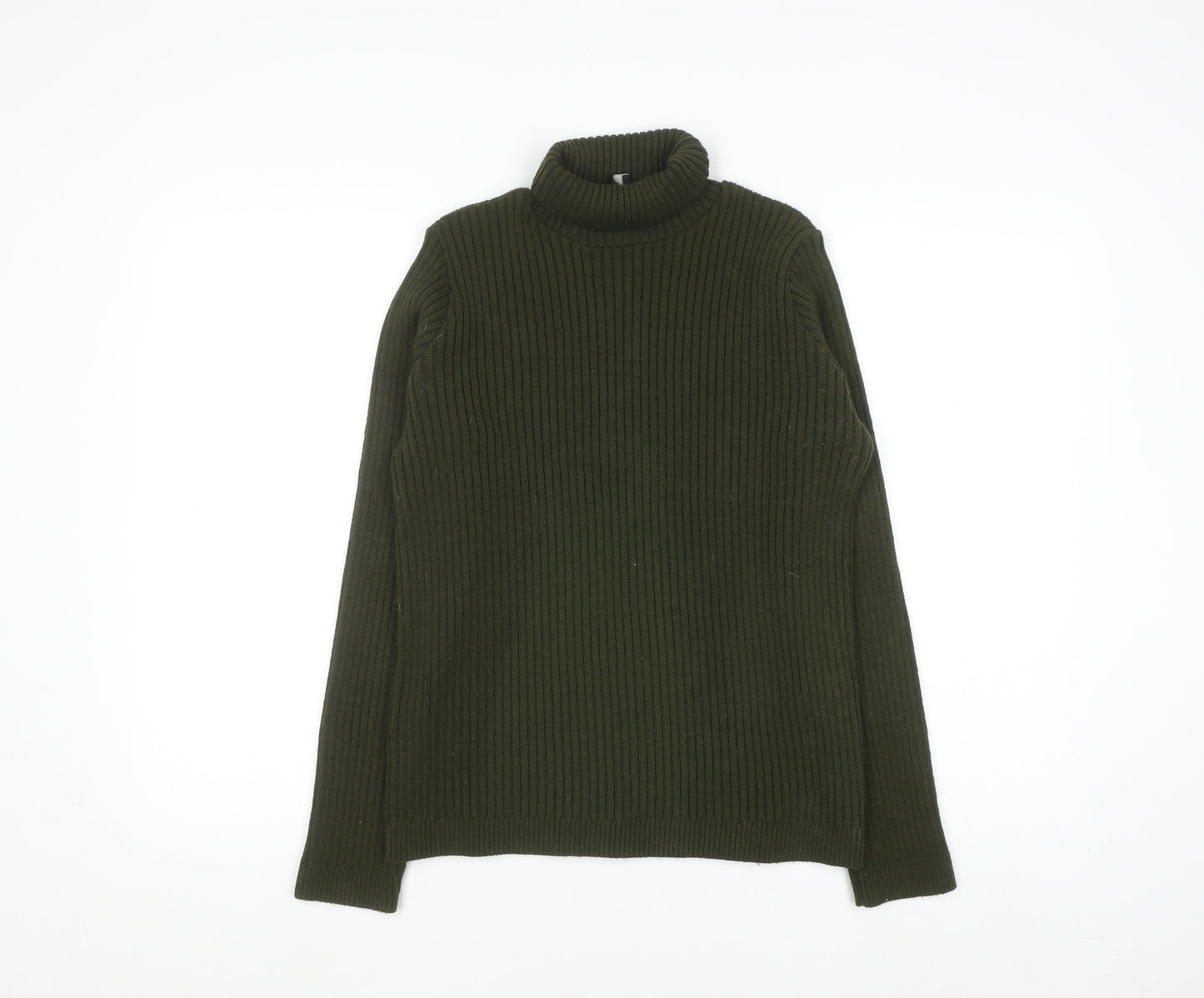 ASOS Women Green Roll Neck Ribbed Knit Long Sleeve Jumper Size 10