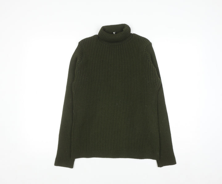 ASOS Women Green Roll Neck Ribbed Knit Long Sleeve Jumper Size 10