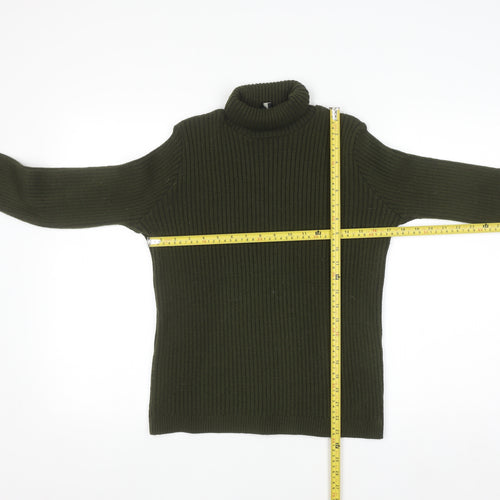 ASOS Women Green Roll Neck Ribbed Knit Long Sleeve Jumper Size 10