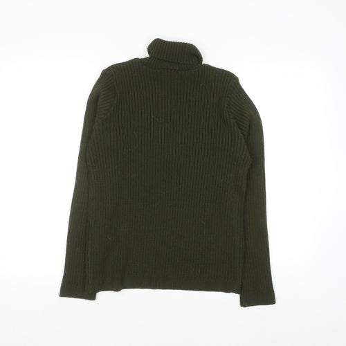 ASOS Women Green Roll Neck Ribbed Knit Long Sleeve Jumper Size 10
