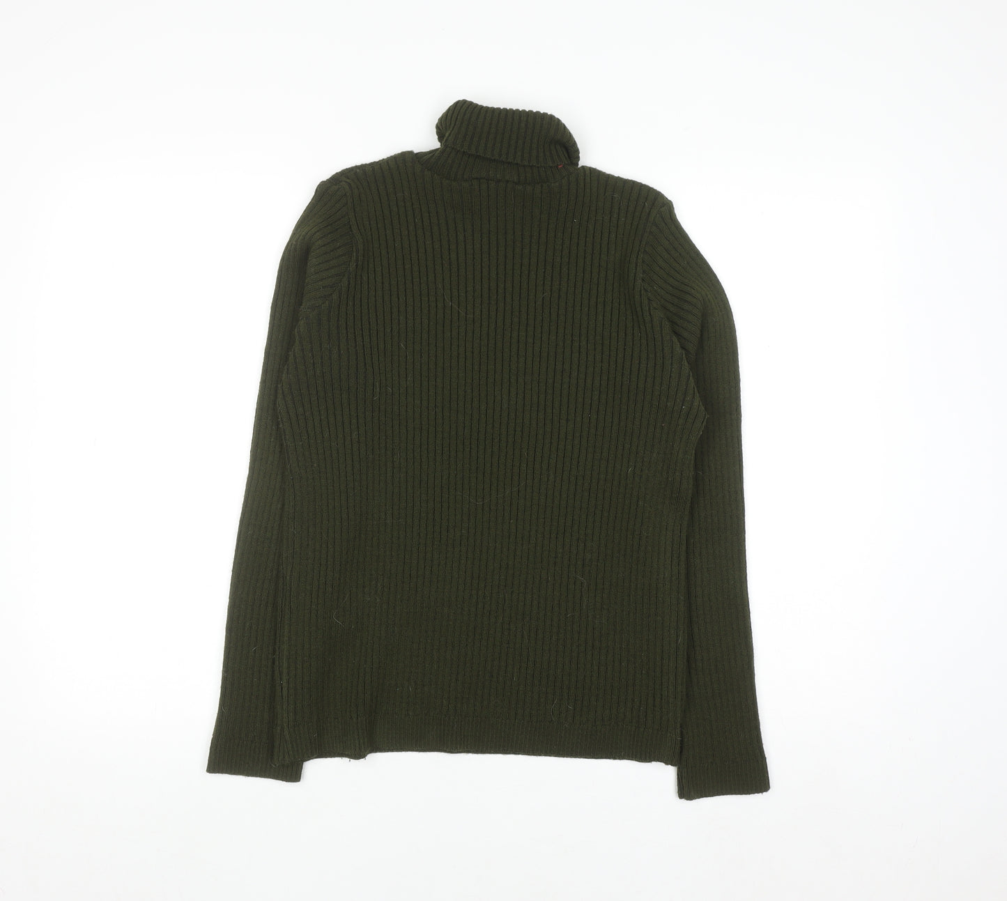 ASOS Women Green Roll Neck Ribbed Knit Long Sleeve Jumper Size 10