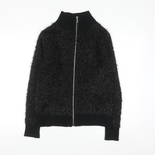 Oliver Bonas Womens Black Full Zip High Neck Jumper Size 6