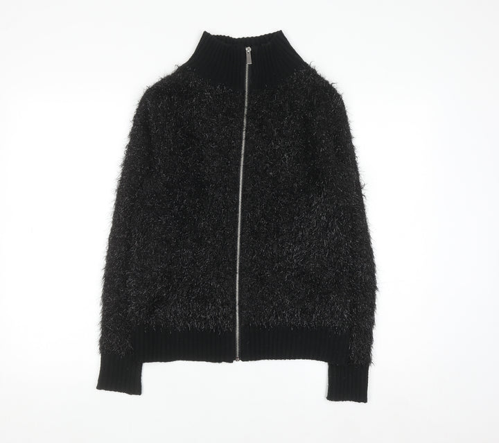 Oliver Bonas Womens Black Full Zip High Neck Jumper Size 6